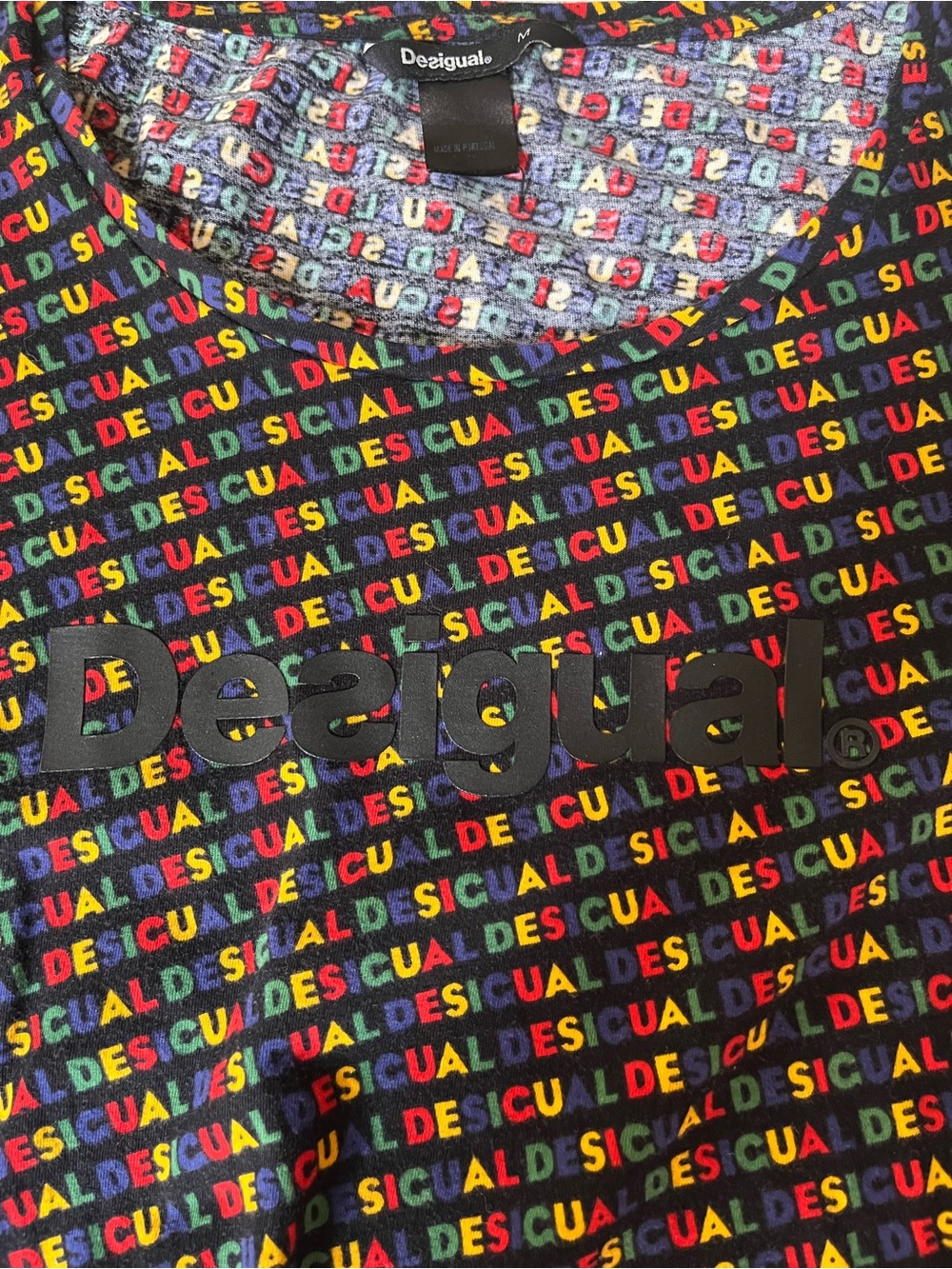 Desigual Black Multicolor Logo Print Tee